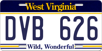 WV license plate DVB626
