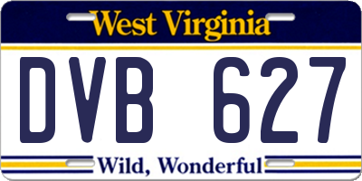 WV license plate DVB627