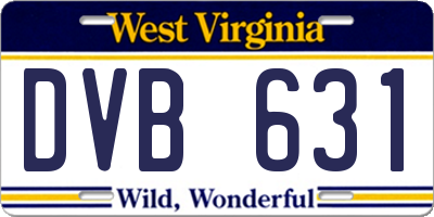 WV license plate DVB631