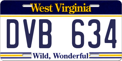WV license plate DVB634