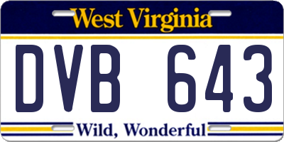 WV license plate DVB643