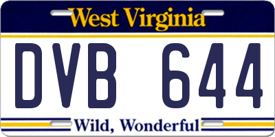 WV license plate DVB644