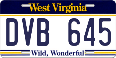 WV license plate DVB645