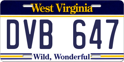 WV license plate DVB647