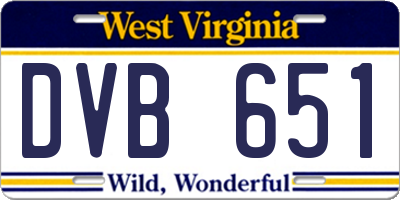 WV license plate DVB651