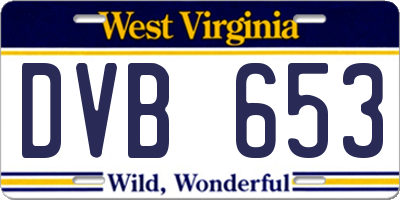 WV license plate DVB653