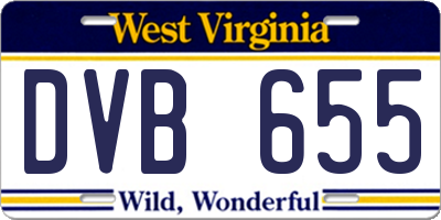 WV license plate DVB655