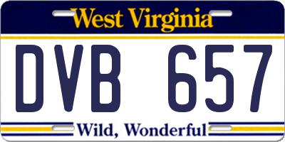 WV license plate DVB657