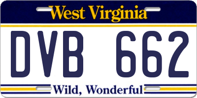 WV license plate DVB662