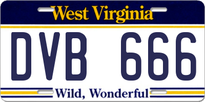 WV license plate DVB666