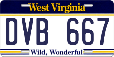 WV license plate DVB667