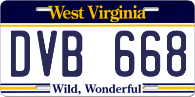 WV license plate DVB668