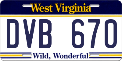 WV license plate DVB670