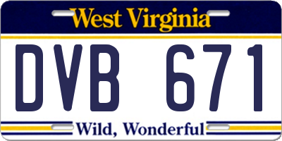 WV license plate DVB671
