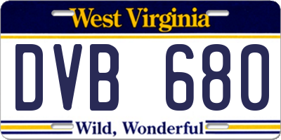 WV license plate DVB680