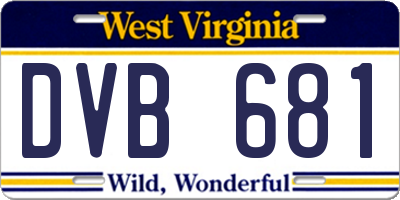 WV license plate DVB681