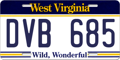 WV license plate DVB685