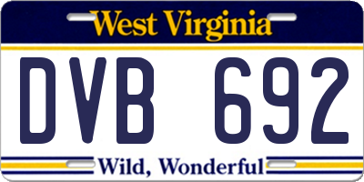 WV license plate DVB692