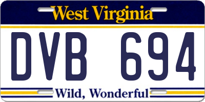 WV license plate DVB694