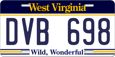 WV license plate DVB698