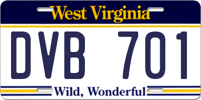 WV license plate DVB701