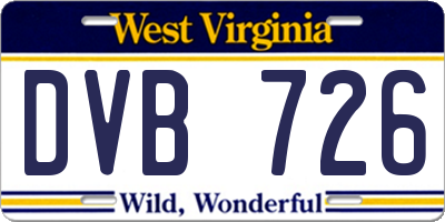 WV license plate DVB726
