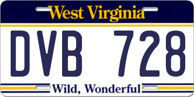 WV license plate DVB728