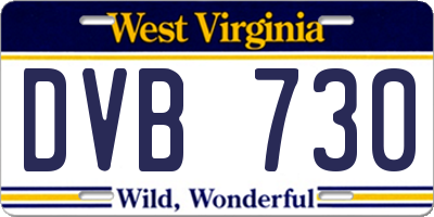 WV license plate DVB730