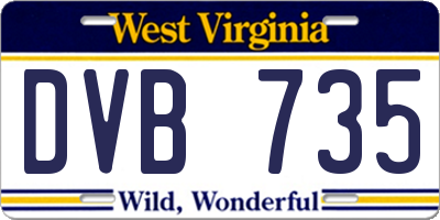 WV license plate DVB735