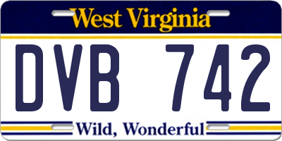 WV license plate DVB742