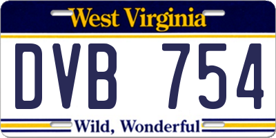 WV license plate DVB754