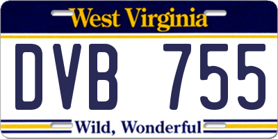 WV license plate DVB755