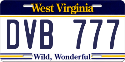 WV license plate DVB777