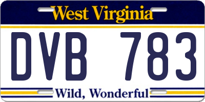 WV license plate DVB783