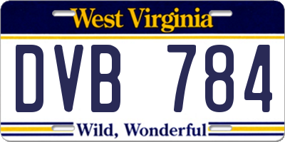 WV license plate DVB784