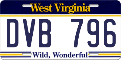 WV license plate DVB796