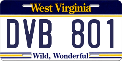 WV license plate DVB801