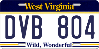 WV license plate DVB804