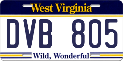 WV license plate DVB805