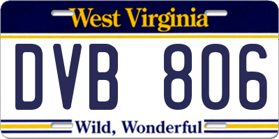 WV license plate DVB806