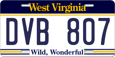 WV license plate DVB807