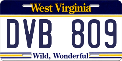 WV license plate DVB809
