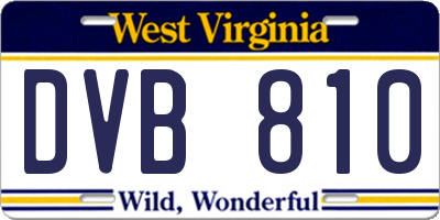 WV license plate DVB810