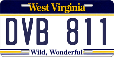 WV license plate DVB811