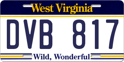 WV license plate DVB817
