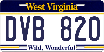 WV license plate DVB820