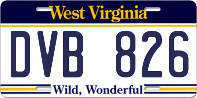 WV license plate DVB826