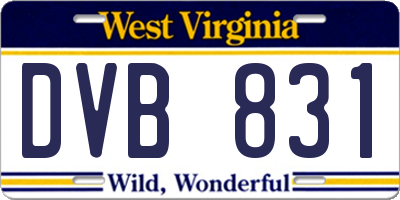 WV license plate DVB831