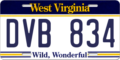 WV license plate DVB834