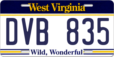 WV license plate DVB835